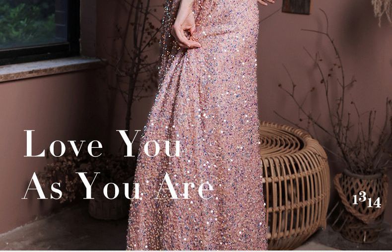 3/4-Sleeve A-Line Evening Gown Sequined