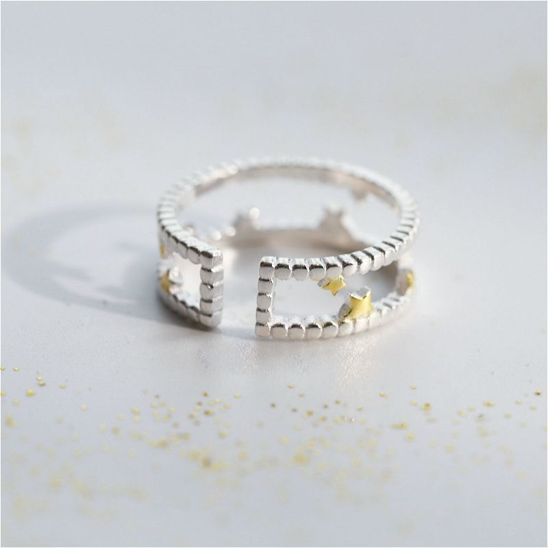 Star Ring Silver Sterling Layered Open