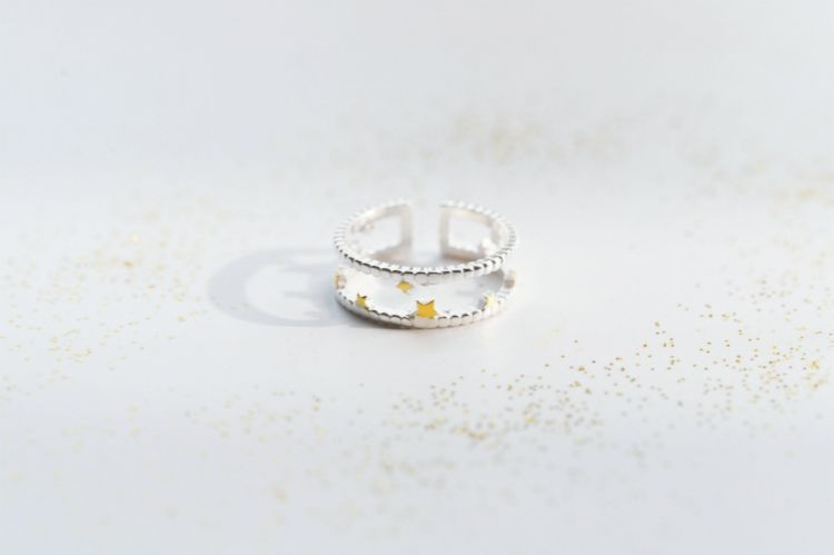 Star Ring Silver Sterling Layered Open