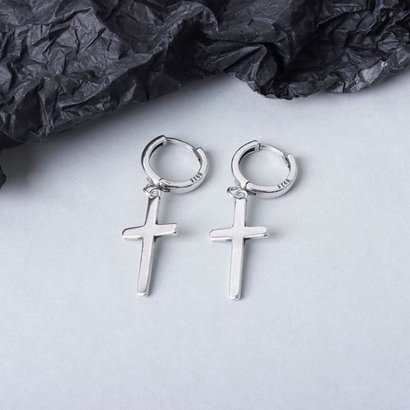 Cross Earring Dangle Sterling Silver