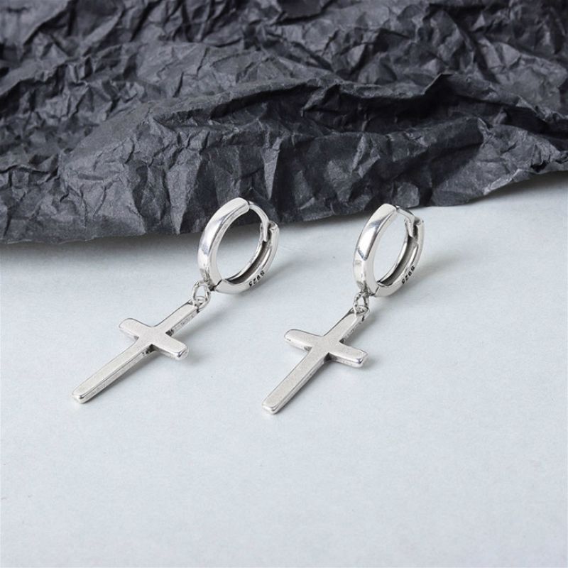 Cross Earring Dangle Sterling Silver