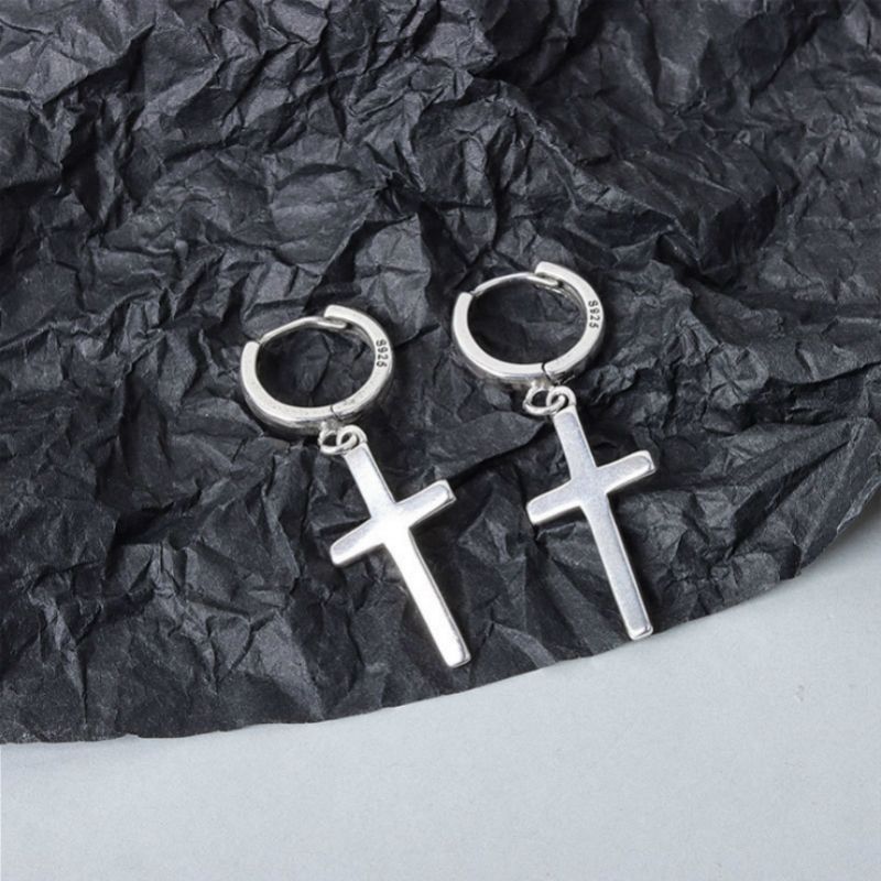 Cross Earring Dangle Sterling Silver