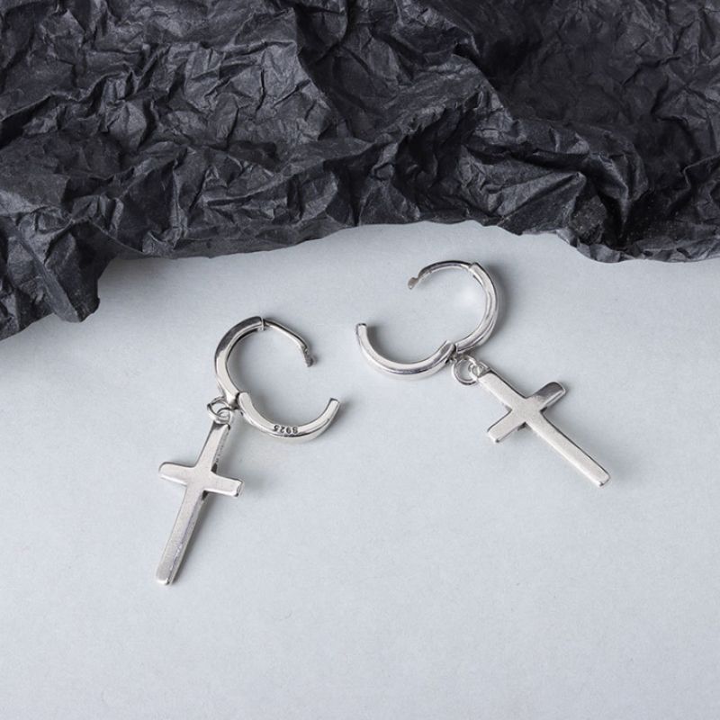 Cross Earring Dangle Sterling Silver