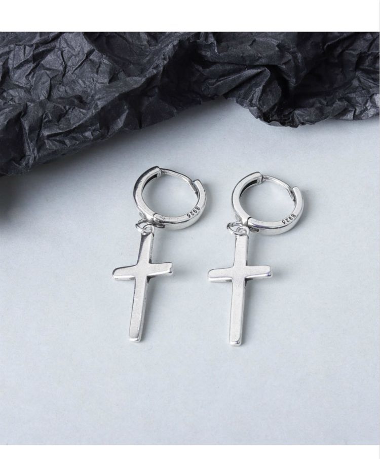 Cross Earring Dangle Sterling Silver