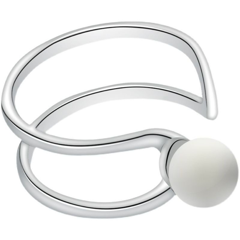 Pearl Layered Ring Silver Open Faux Sterling