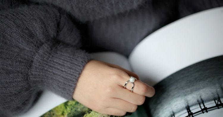 Pearl Layered Ring Silver Open Faux Sterling