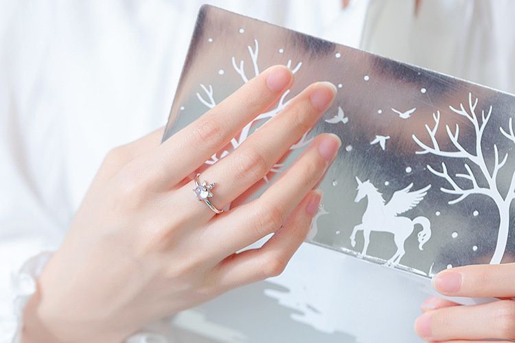 Open Ring Unicorn Silver Sterling