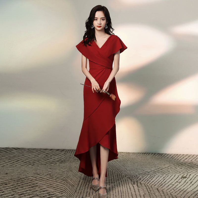 V-Neck Mermaid Gown Short-Sleeve Tiered (Various Designs)