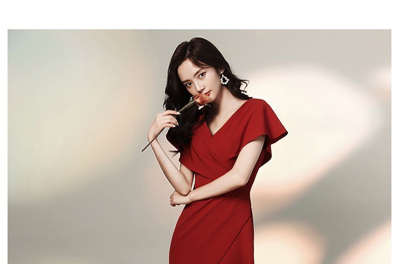 V-Neck Mermaid Gown Short-Sleeve Tiered (Various Designs)