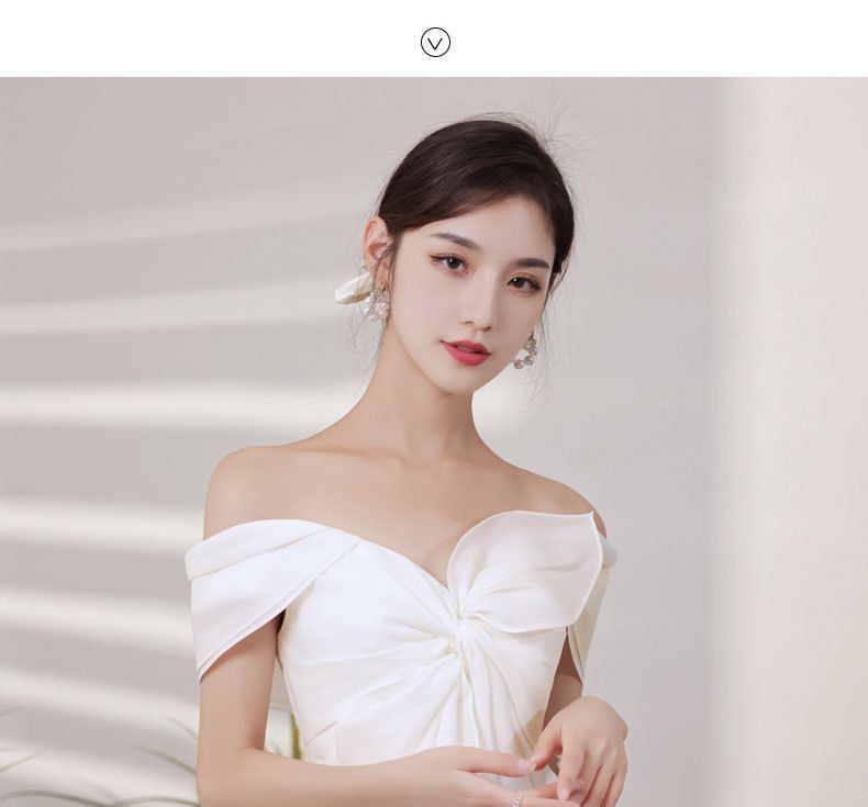 Gown A-Line Bow Off-Shoulder Wedding