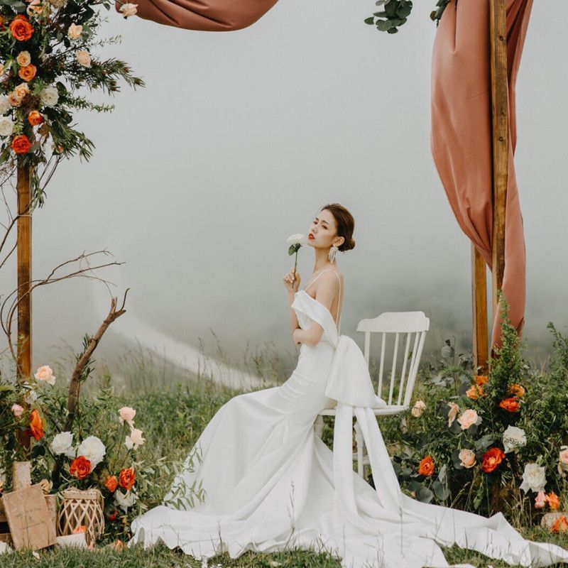 Wedding Cold-Shoulder Gown Sheath