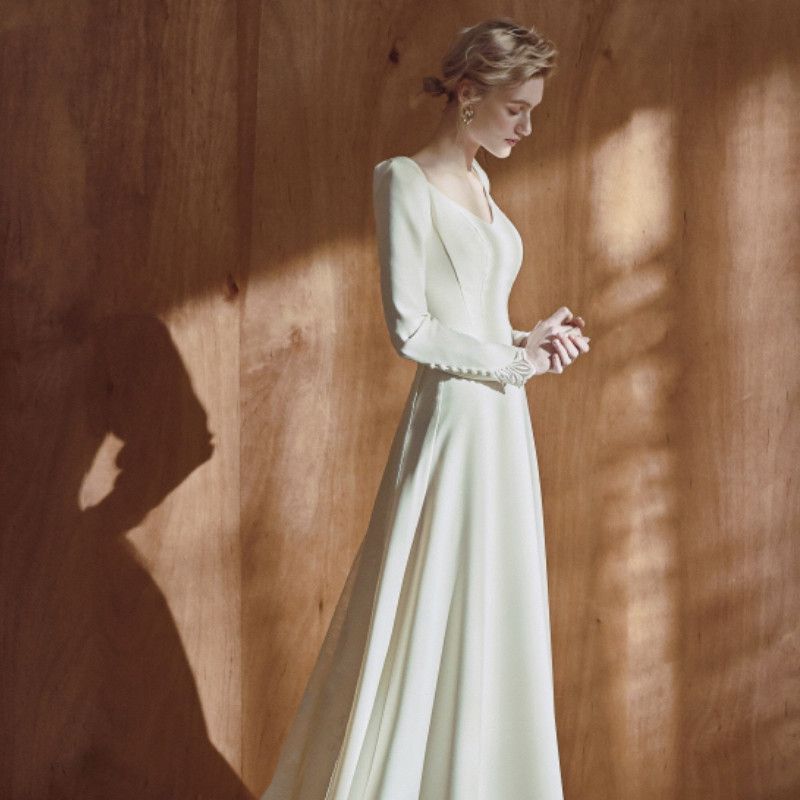 Wedding A-Line Long-Sleeve Gown