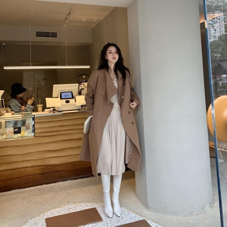 Chunky Boots Heel Tall Pointy-Toe