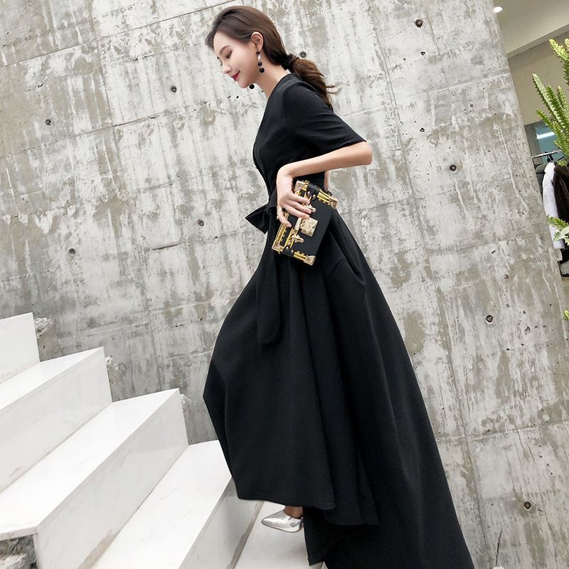 Evening Designs) Gown (Various A-Line Tie-Front Short-Sleeve