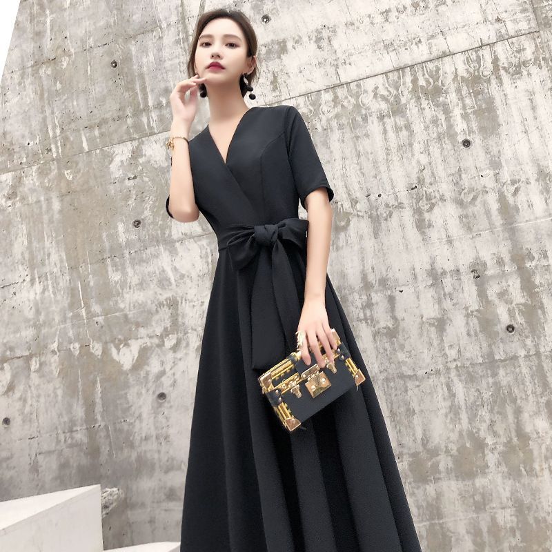 Evening Designs) Gown (Various A-Line Tie-Front Short-Sleeve
