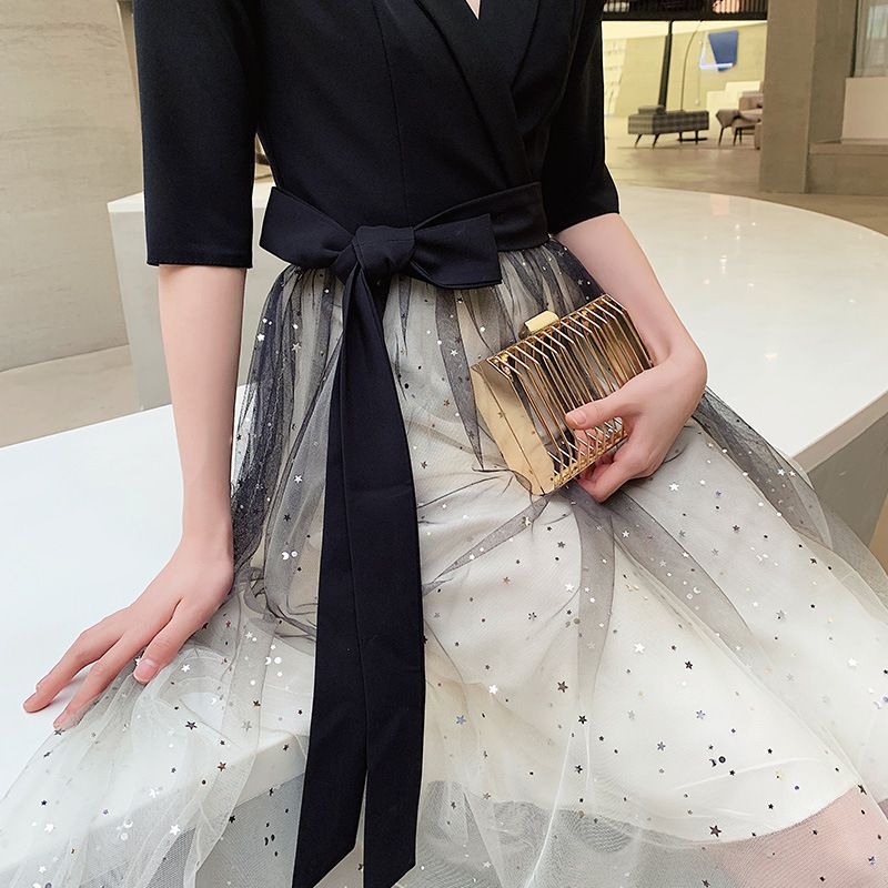 Elbow-Sleeve A-Line Sequined Gown (Various Evening Designs)