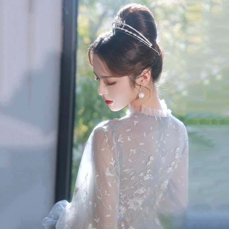 Gown Evening Sequined / Puff-Sleeve Dress A-Line Cocktail