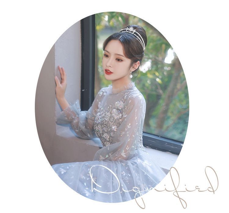 Gown Evening Sequined / Puff-Sleeve Dress A-Line Cocktail