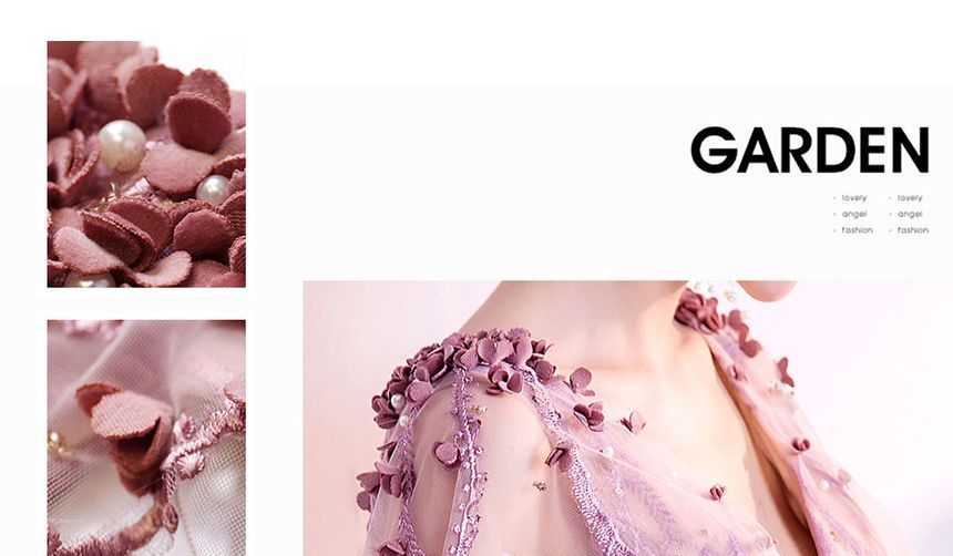 Gown A-Line Evening Mesh Cape-Sleeve