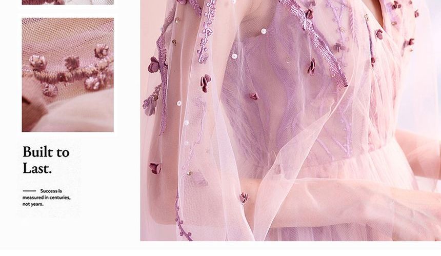 Gown A-Line Evening Mesh Cape-Sleeve