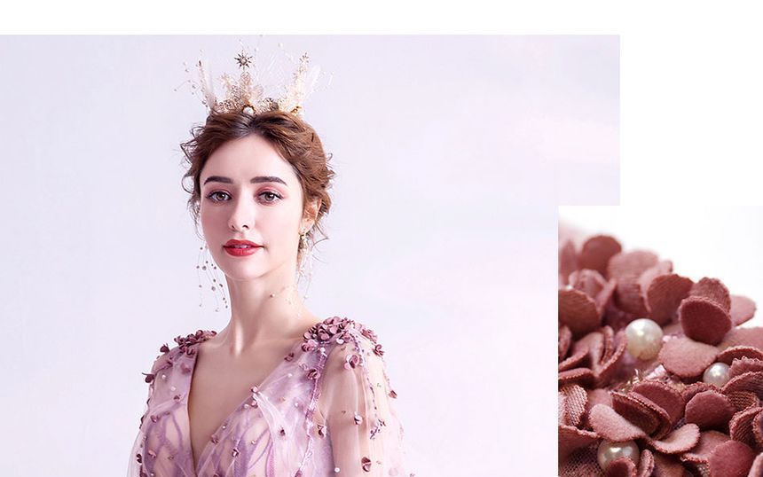 Gown A-Line Evening Mesh Cape-Sleeve