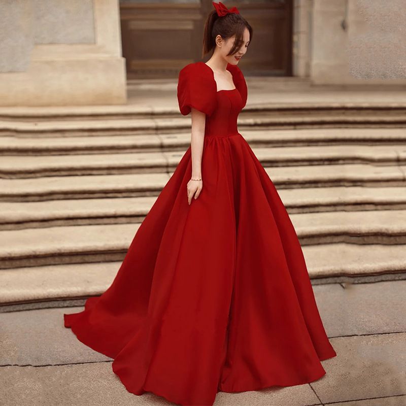 Gown Square-Neck Evening A-Line