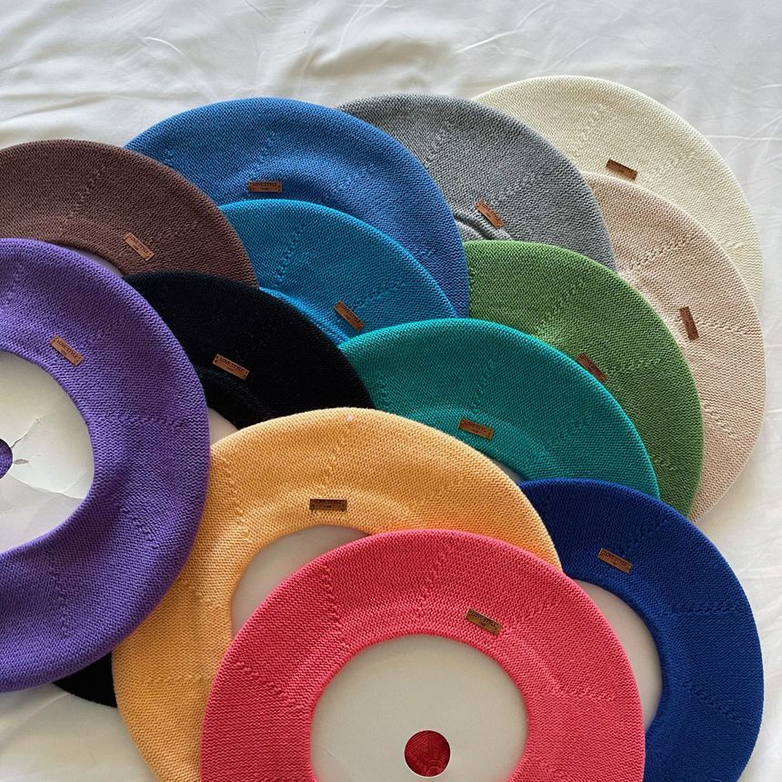 Beret Linen Hat Plain Cotton