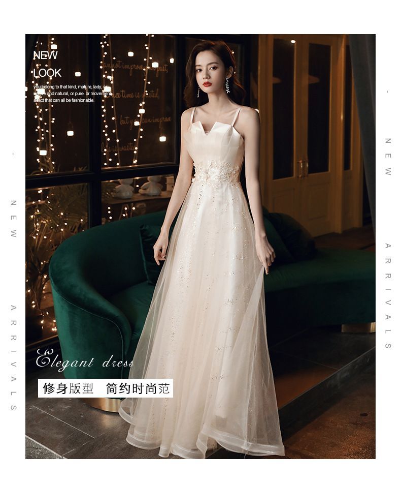(Various Gown Mesh Evening Designs) A-Line Spaghetti-Strap