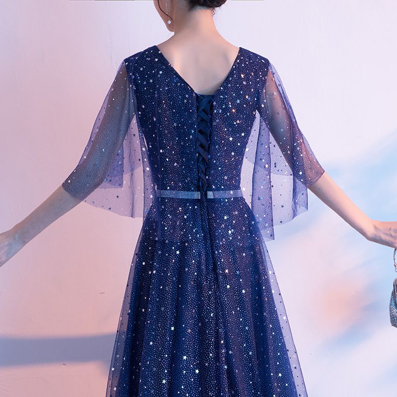 Bell-Sleeve Evening Sequined Gown A-Line
