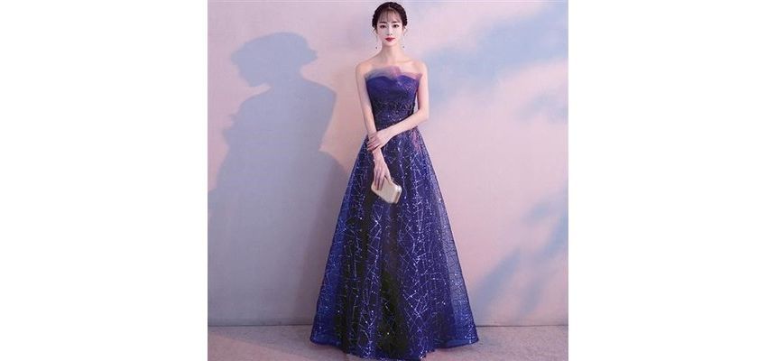 Gown Mesh Evening Glitter Maxi Strapless