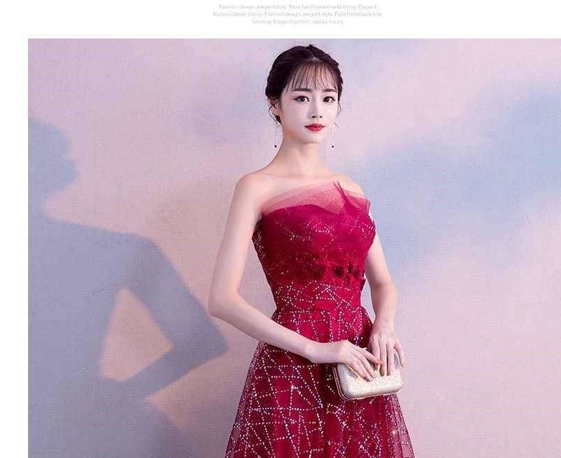 Gown Mesh Evening Glitter Maxi Strapless