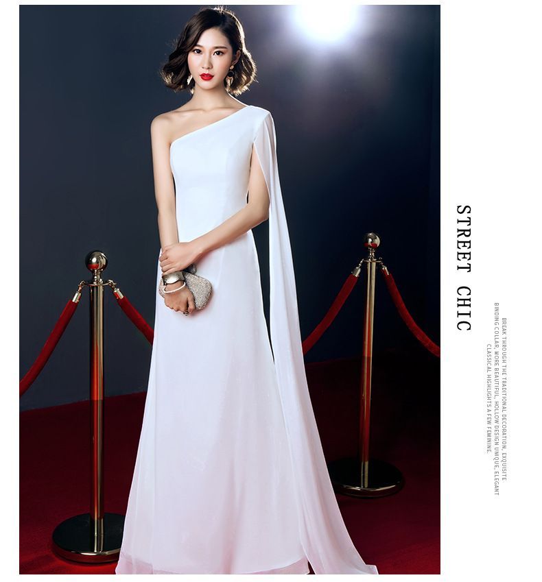 A-Line Gown Cape-Sleeve Evening
