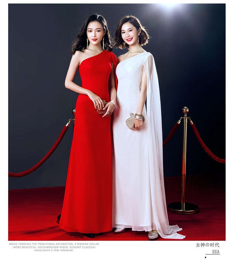 A-Line Gown Cape-Sleeve Evening