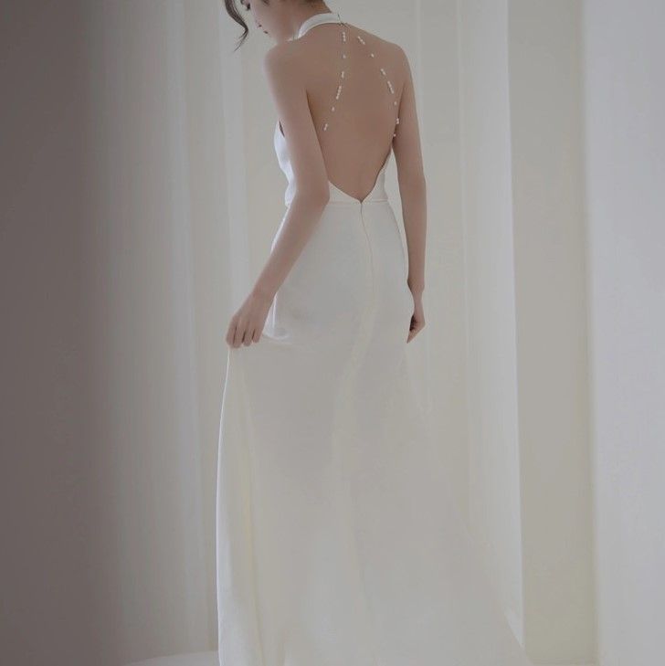 Wedding Halter A-Line Gown Backless