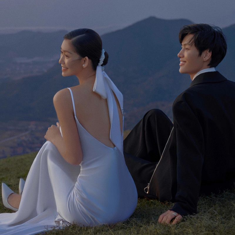 A-Line Strap Gown Wedding Backless Spaghetti