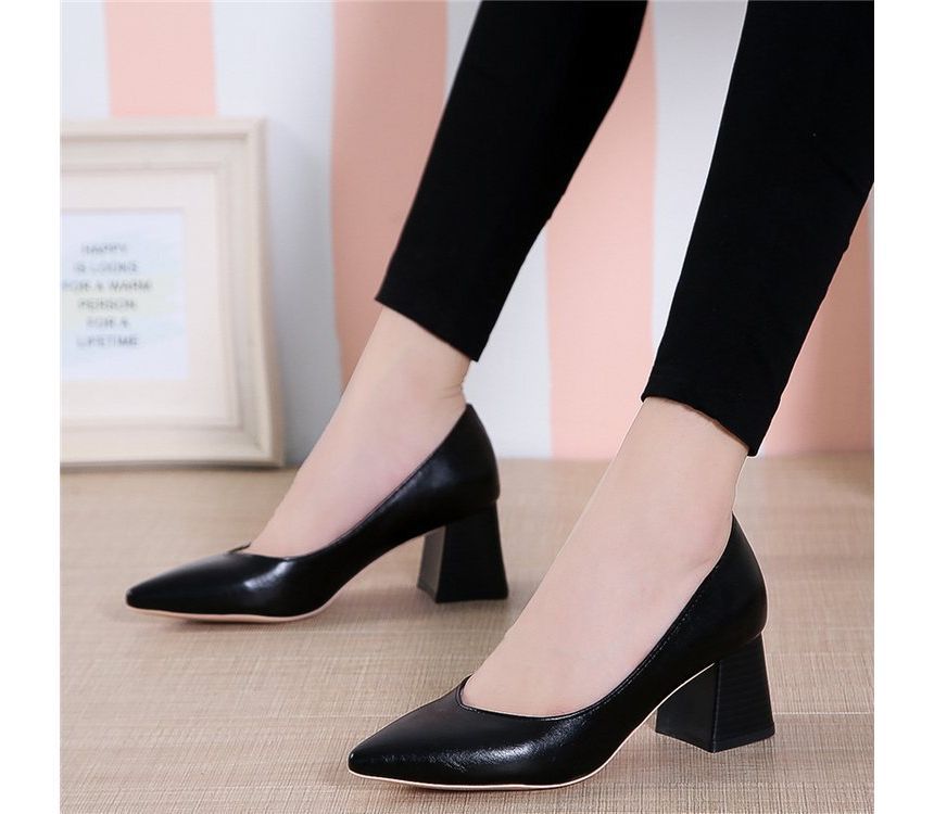 Pumps Pointy-Toe Chunky-Heel