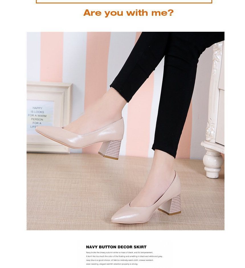 Pumps Pointy-Toe Chunky-Heel