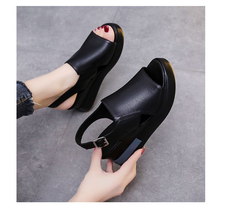 Peep-Toe Slingback Platform Sandals Wedge-Heel