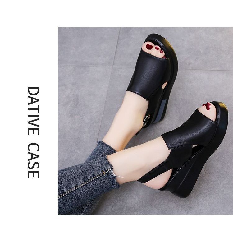 Peep-Toe Slingback Platform Sandals Wedge-Heel