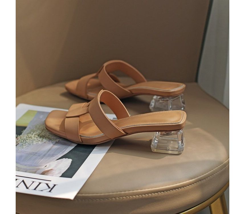 Sandals Slide Square-Toe Chunky-Heel