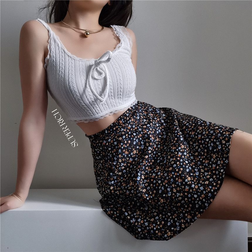 A-Line Mini Print Floral Skirt