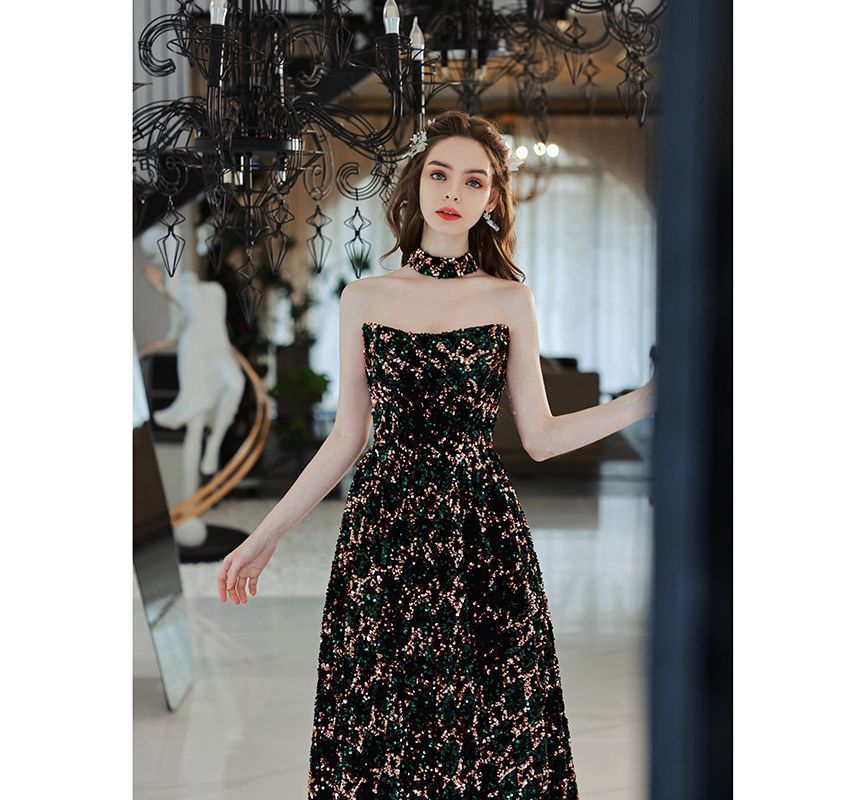 Evening Strapless Gown Sequin