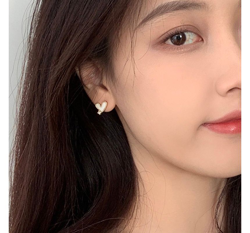 Alloy Asymmetrical Earring Shell Flower Heart