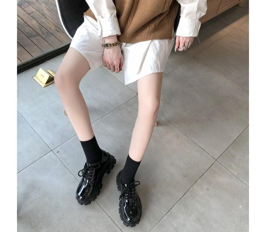 Patent Lace-Up Platform Shoes