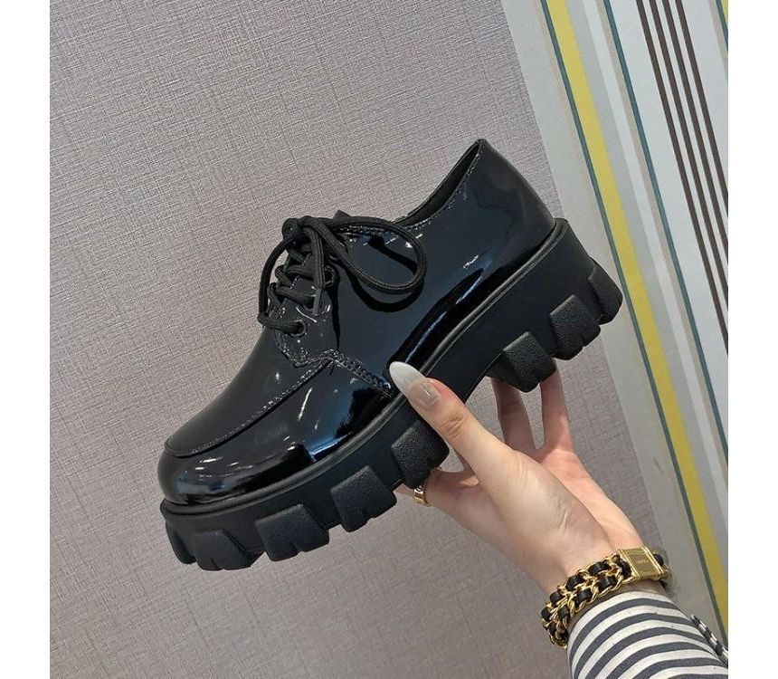 Patent Lace-Up Platform Shoes