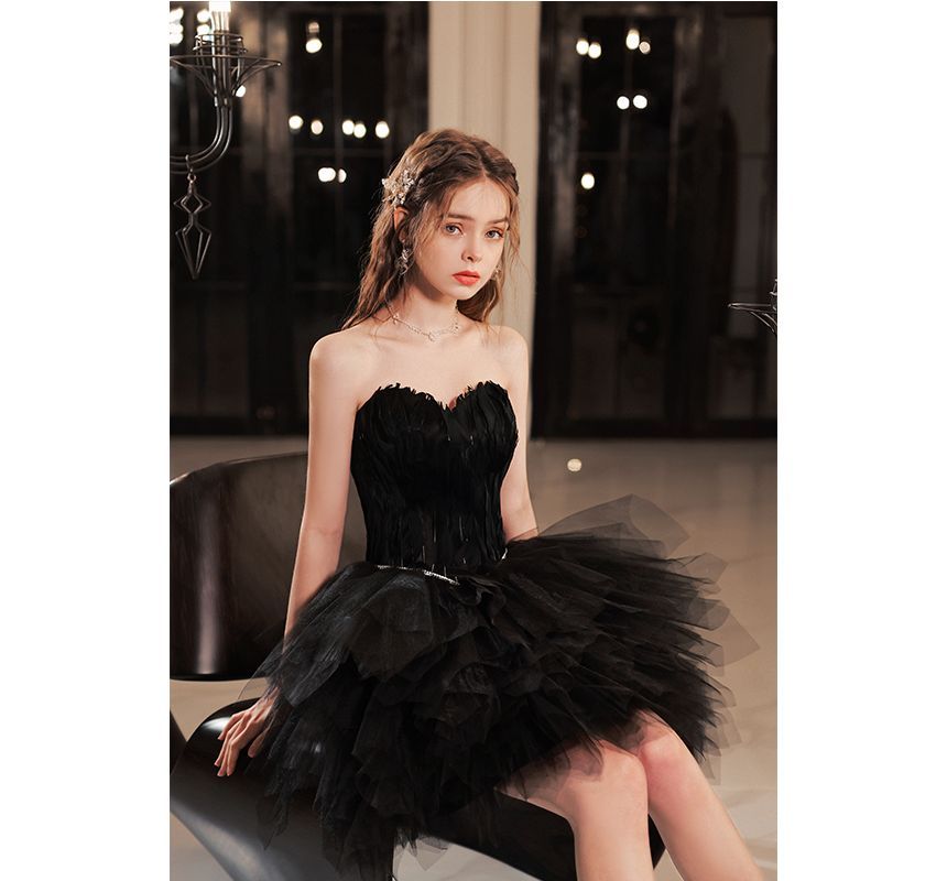 Strapless A-Line Mini Evening Dress