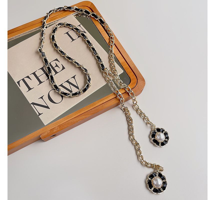 Pearl Floral Belt Faux Chain