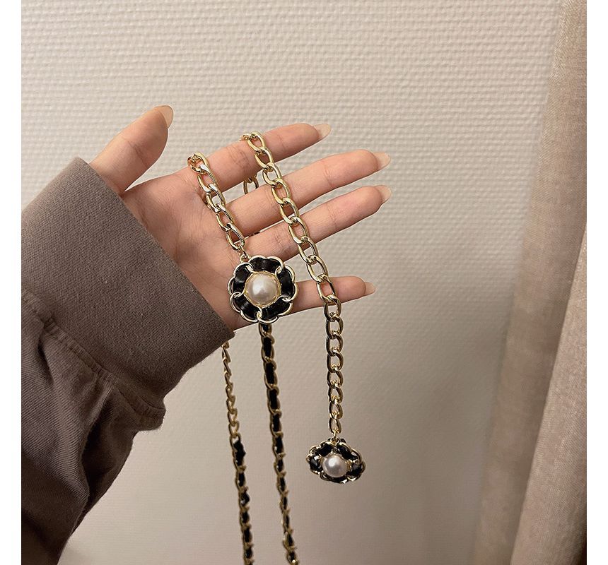 Pearl Floral Belt Faux Chain