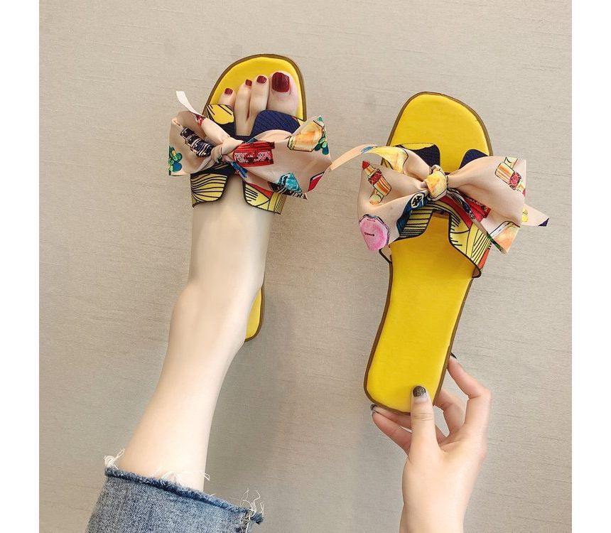Flat Ribbon Slide Sandals