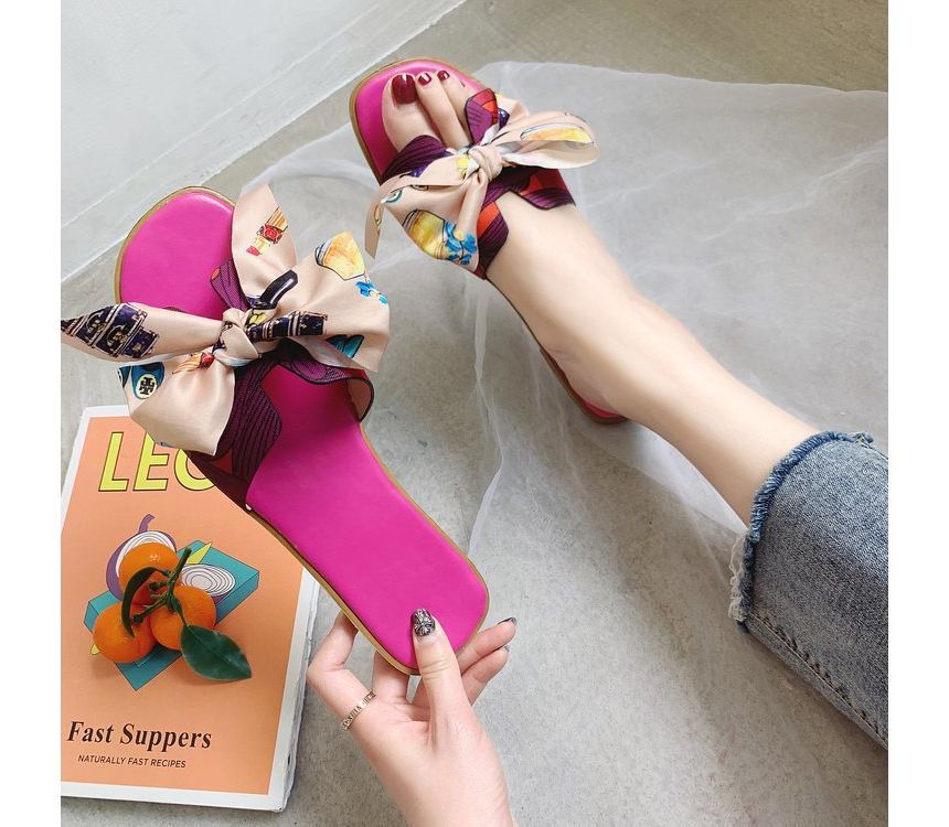Flat Ribbon Slide Sandals